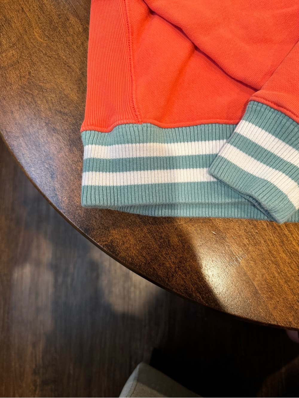 Champion Women’s Coral-Red Crewneck Sweatshirt with Teal Trim - Picture 3 of 3
